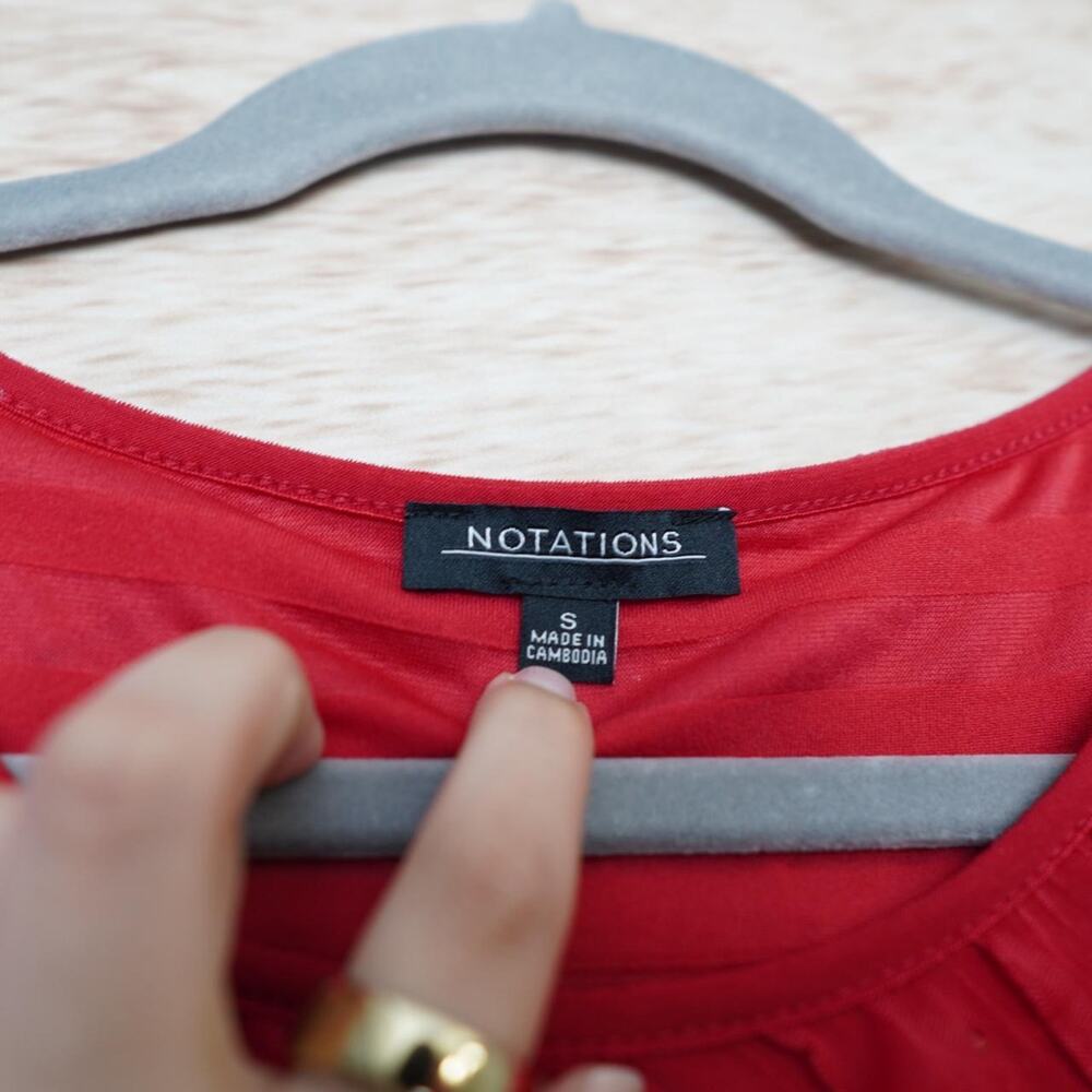 Notations Sequin Ruffle Top Red Small - Picture 3 of 5